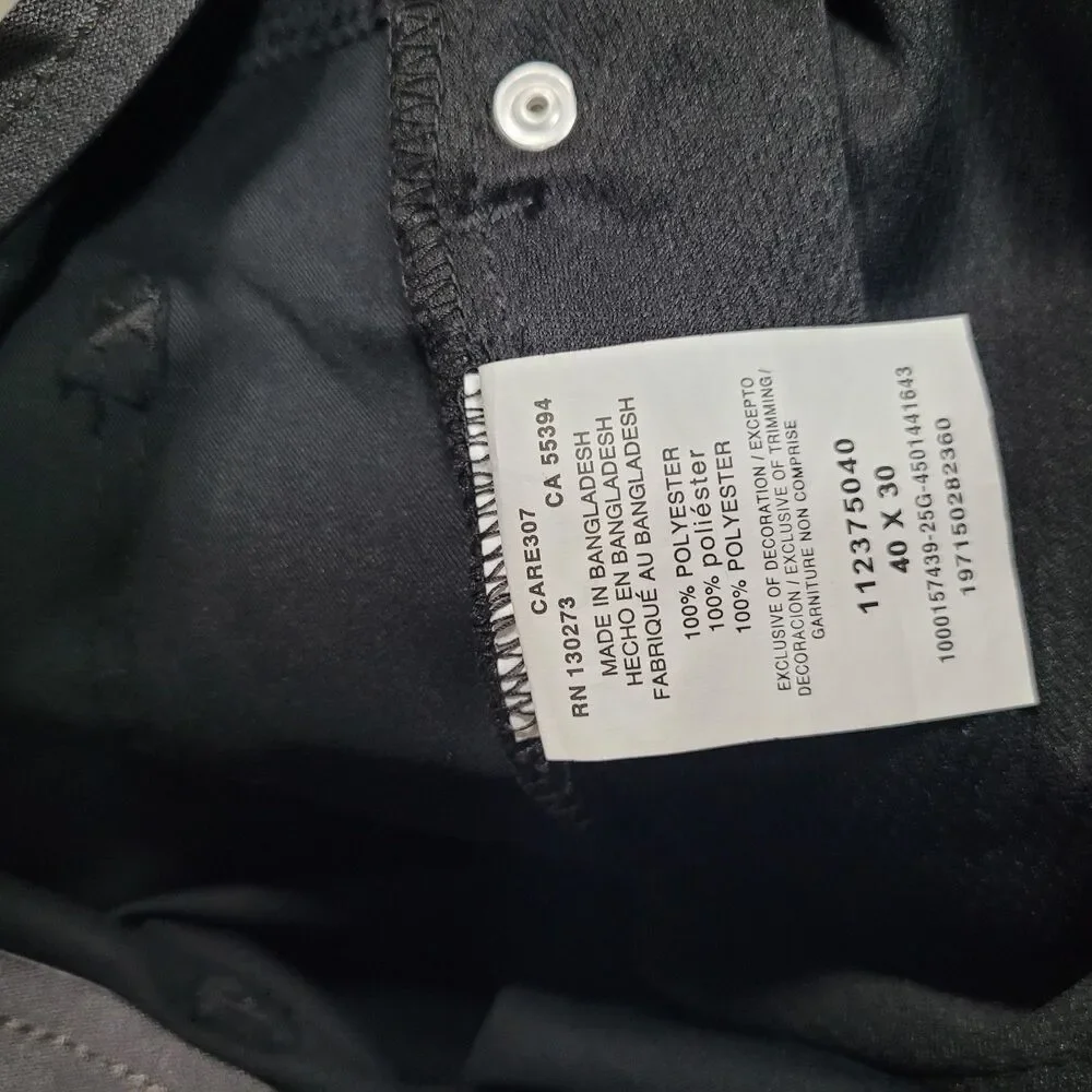 Lee Velocity Pants Mens 40x30 Black Microfiber Regular Fit Straight Leg Chino